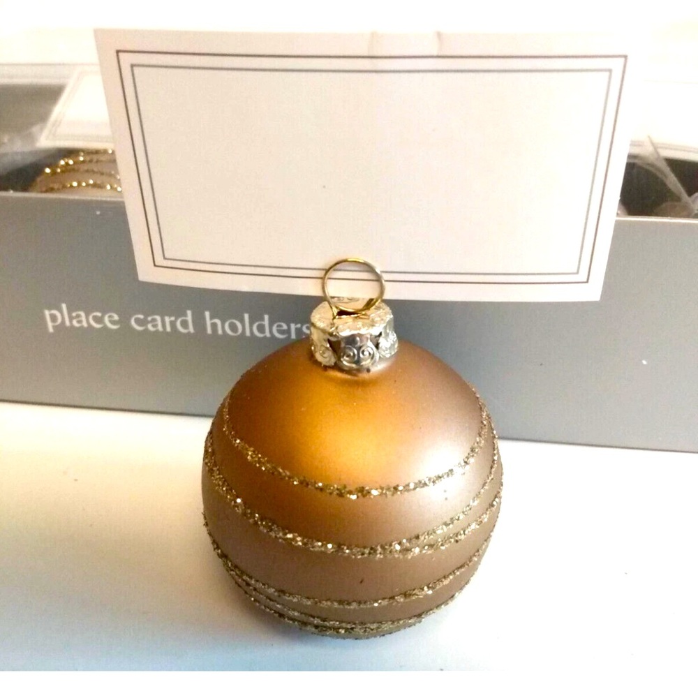 Pier One Christmas 2" Glass Ornament Place Card Holders Set of 6